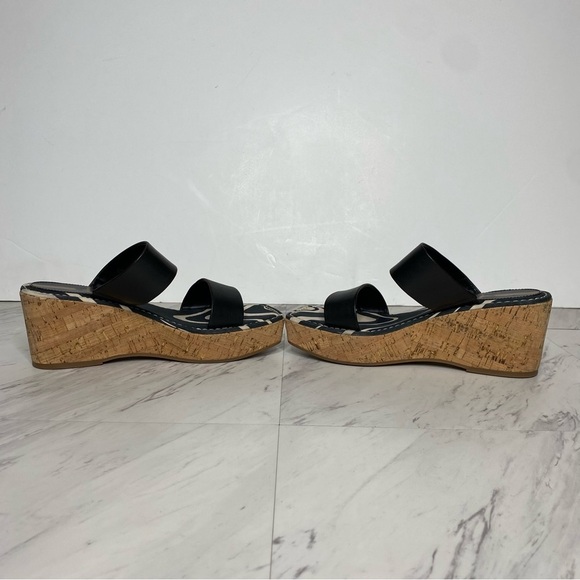 Sam Edelman Alissa Black Leather Wedge Sandal 7 1/2 M - Picture 5 of 14